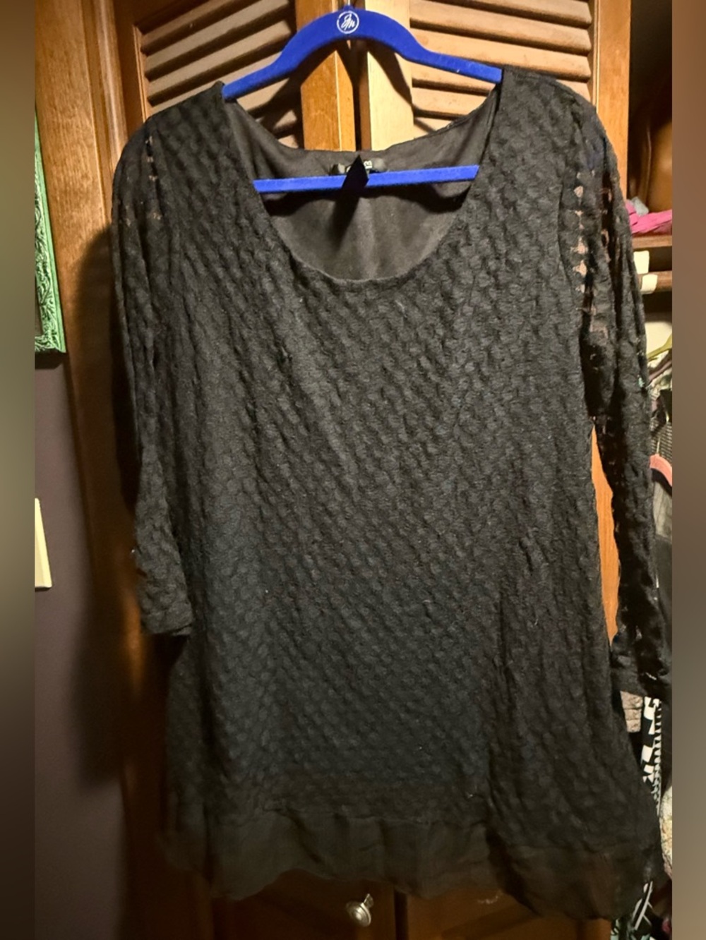 Style & Co. Black Lace Overlay Scoop Neck Top